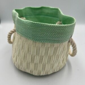 Woven Bucket Bag Kids One Size Mint Green Cream NWOT Nautical